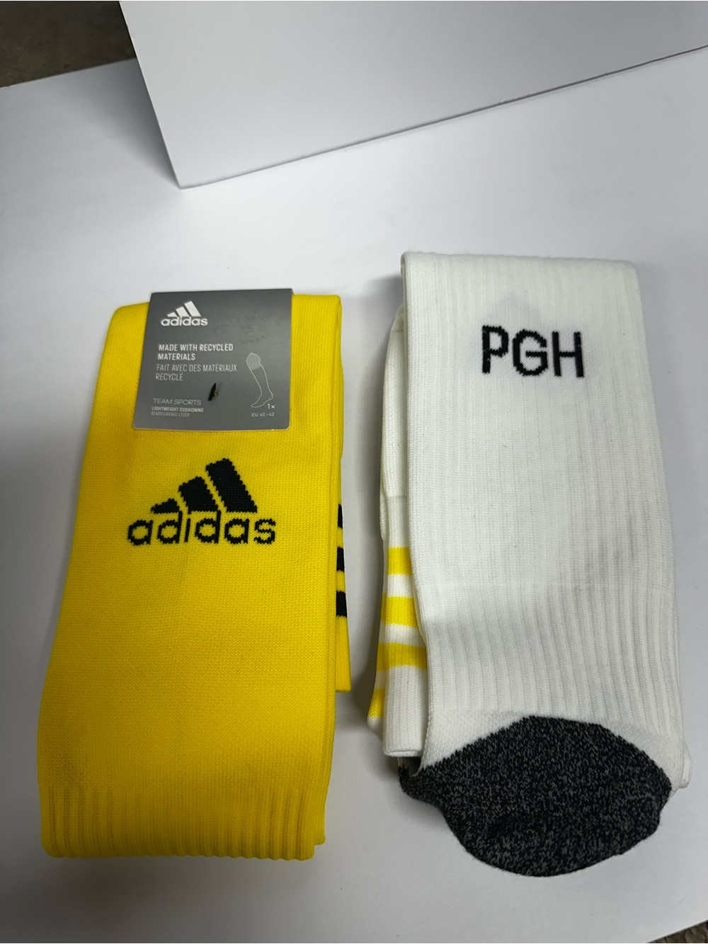 adidas Yellow and White Athletic Crew Socks - 2 Pack